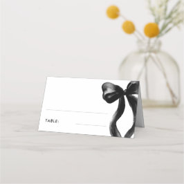 Cartão De Mesa Elegante Mesa de Chá de Bebê Preto com Laço para N