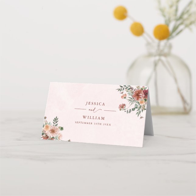Cartão De Mesa Elegante no Casamento dos Toninhos Rosa de outono (Verso)