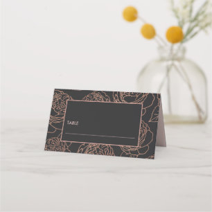 CARTÃO DE MESA ELEGANTE PINCO BRANCO ROSE DOURADO CASAMENTO FLORA