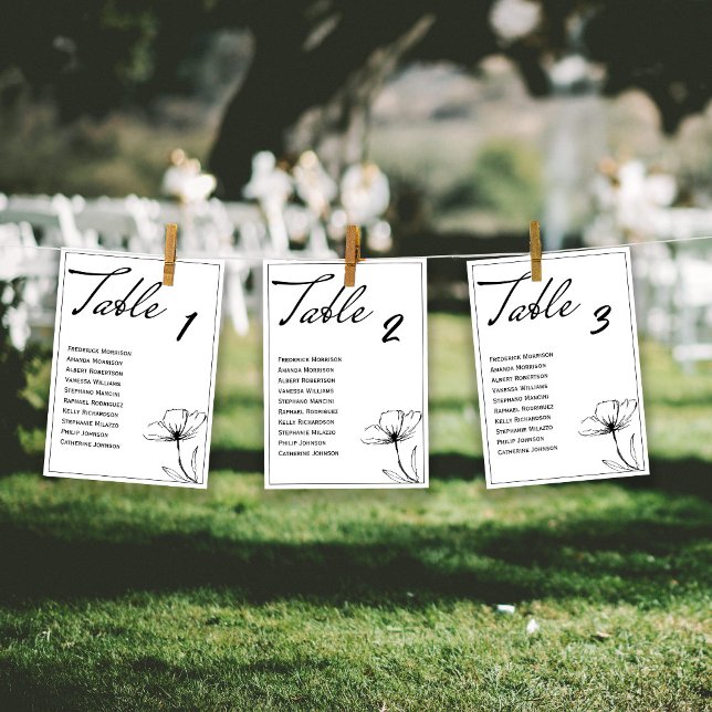 Cartão de Mesa Elegante Preto e Branco (Criador carregado)