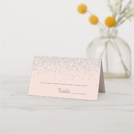 Cartão De Mesa Elegante Rosa Bege Brilho Prata Glitter Aniversári