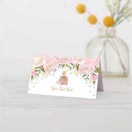Cartão De Mesa Elegante Rosa Bege Flor Viagem Bagagem Noiva