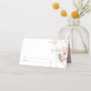 Cartão De Mesa Elegante Rosa Bege Poeira Rosa Floral Casamento