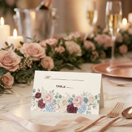 Cartão De Mesa Elegante Rosa Borgonha Casamento Chic