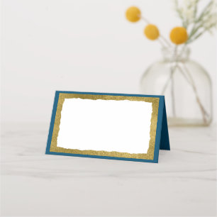Cartão De Mesa Elegante simples, evento de festa Dourada azul