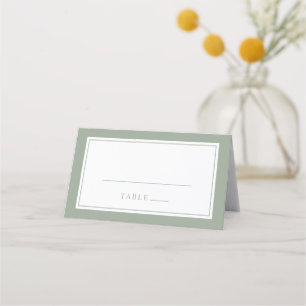 Cartão De Mesa Elegante Simples Verde Sage Borda Minimalista Casa