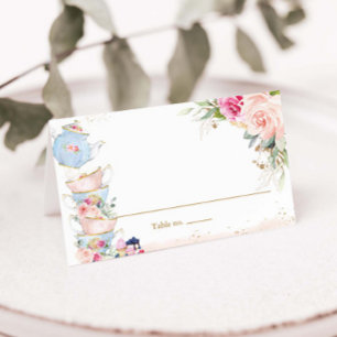 Cartão De Mesa Elegante Tenda Dobrável de Chá Alto com Flores Ros