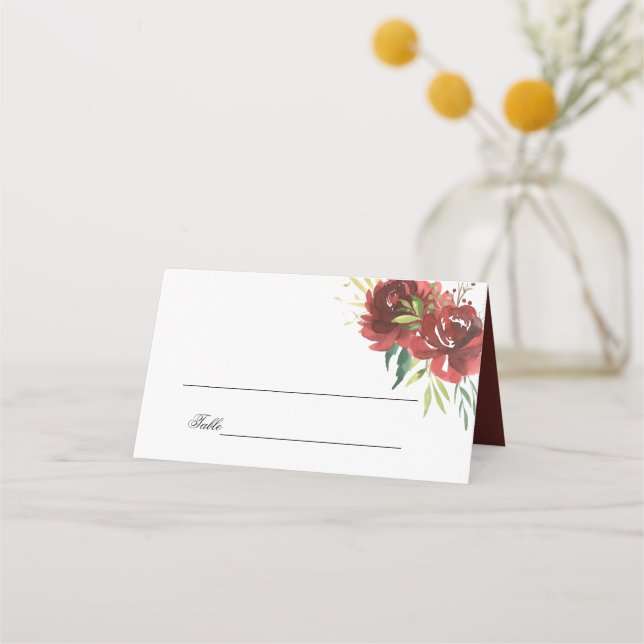 Cartão De Mesa Elegante Watercolor Rose Bouquet (Frente)