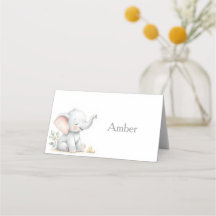 Elephant Themed Baby Shower Place Cards