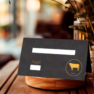 Cartão De Mesa Escolha de Comida de Casamento de Carne Chique Pre