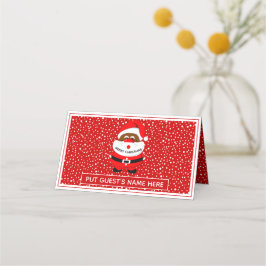 Cartão De Mesa Escolta natalícia afro-americana Santa Claus
