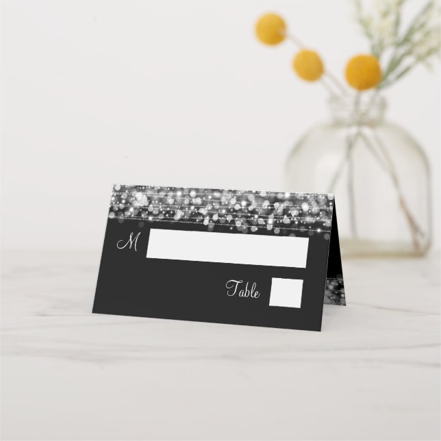 Cartão De Mesa Escort Card Elegant Wedkles Silver (Frente)