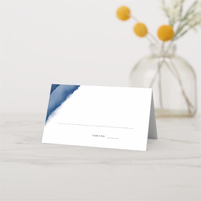 Cartão De Mesa Escort de Casamento com Cor de Água Azul Indigo / (Frente)