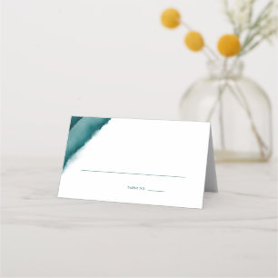 Cartão De Mesa Escort de Casamento por Aquarela do Teal do Mar Pr