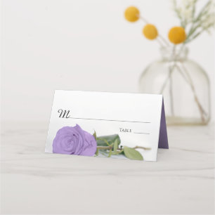 Cartão De Mesa Escrita de Casamento com Rosa Roxo da Lavanda Eleg