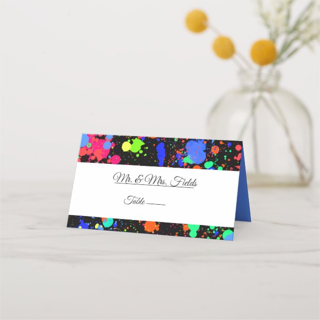 Cartão De Mesa Esmalte Neon com Manchas, Estrela de Davi do Bat M (Frente)