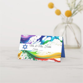 Cartão De Mesa Esmalte Neon com respingos, Estrela de Davi do Bar