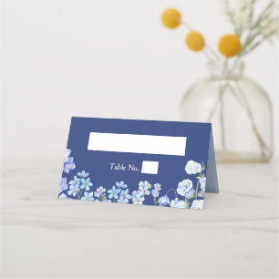 Cartão De Mesa Esqueça-me Nots Floral Royal Mesa de Casamento Azu