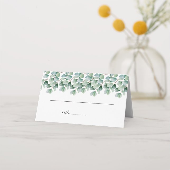 Cartão De Mesa Eucalyptus Botanical Greenery Casamento (Frente)