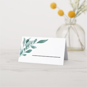 Cartão De Mesa Eucalyptus Greenery Frame Verde Azul Preto