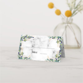 Cartão De Mesa Eucalyptus greenery Marble nomes casamento