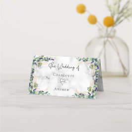 Cartão De Mesa Eucalyptus greenery Marble nomes casamento