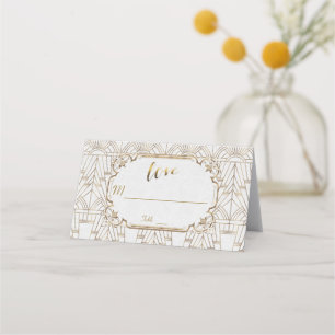 Cartão De Mesa Excelente branco Gatsby Art Deco 1920 Casamento
