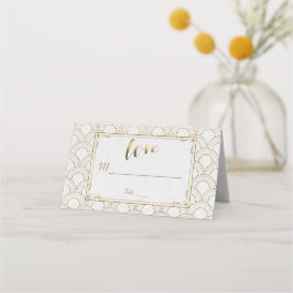 Cartão De Mesa Excelente Branco Gatsby Art Deco Casamento Dourado