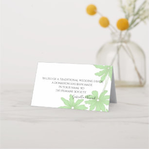 Cartão De Mesa Favor de Caridade de Casamento de Daisies Verdes L