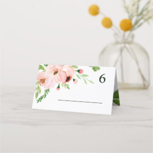 Cartão De Mesa Fazemos o casamento floral de aquarela