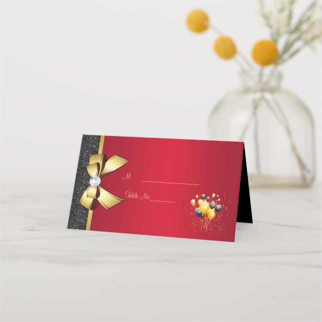 Cartão De Mesa Festa de aniversário de Elegância Romântica (Frente)