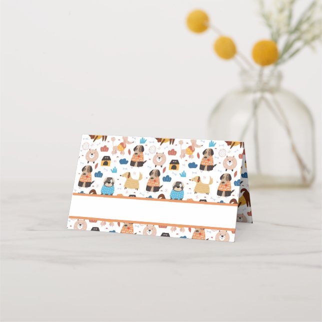 Cartão De Mesa Festa de aniversário de Tema de Cachorro de Cartoo (Frente)