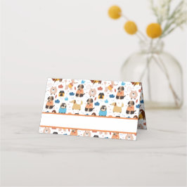 Cartão De Mesa Festa de aniversário de Tema de Cachorro de Cartoo