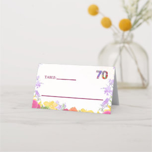 Cartão De Mesa Festa de aniversário Floral Elegante / 70 Anos