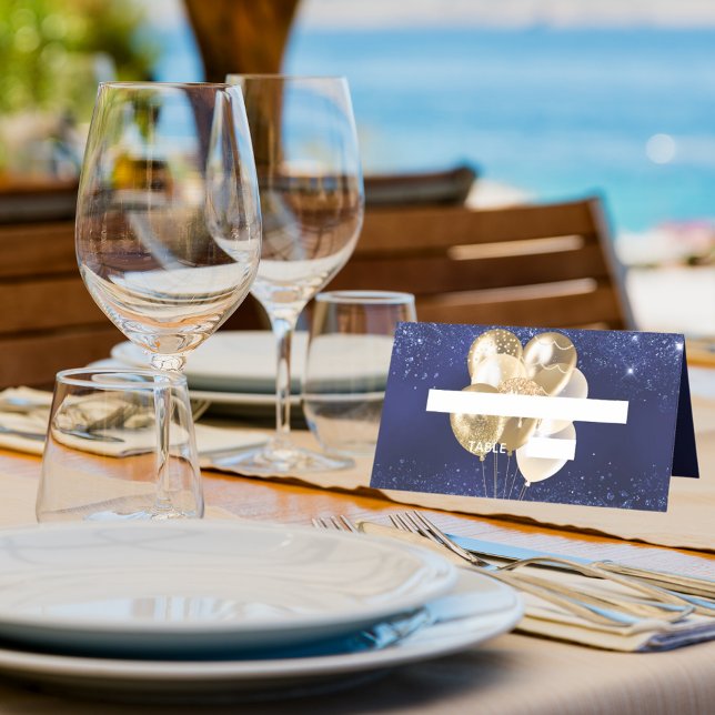 Cartão De Mesa Festa de aniversário marinho - nome dos balões de  (Criador carregado)