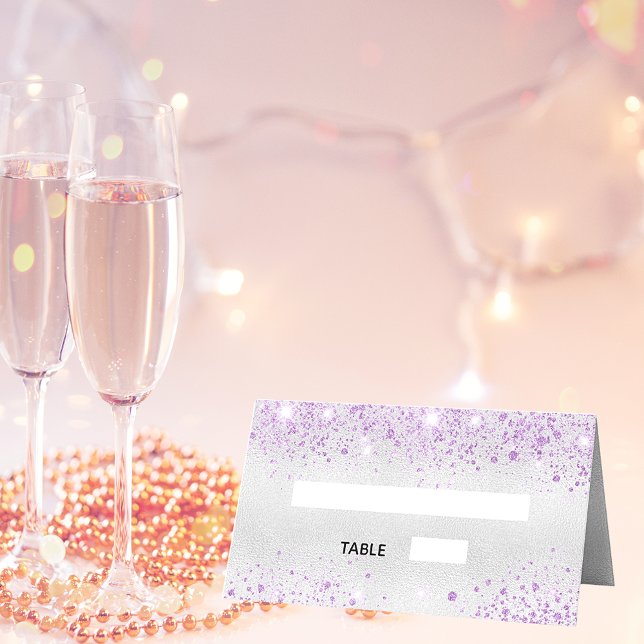 Cartão De Mesa Festa de aniversário prateada, pó de metal (Criador carregado)