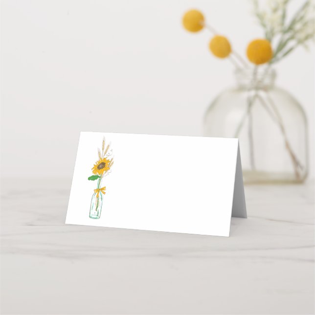 Cartão De Mesa Festa de casamento Floral Russo de Girassol (Frente)