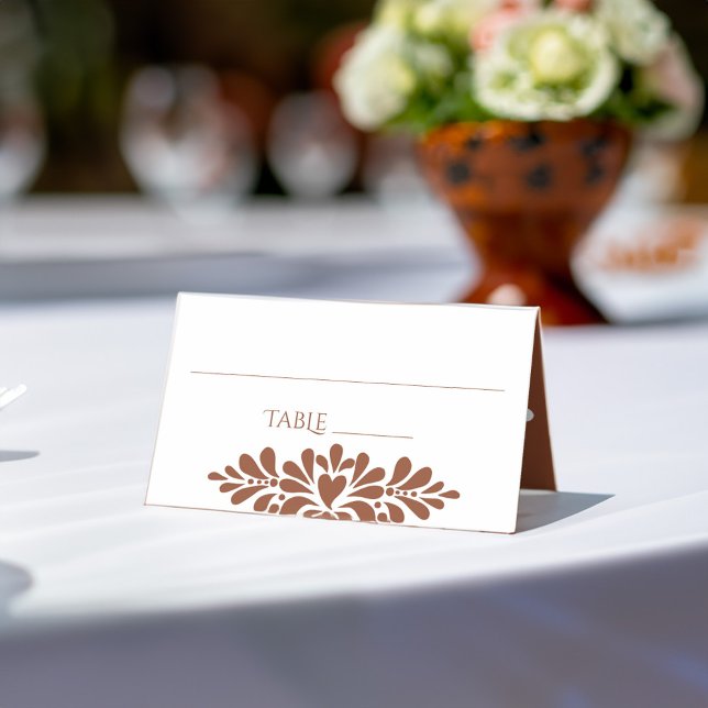 Cartão De Mesa Festa mexicana talavera (Mexican fiesta vintage talavera terracotta boho wedding place card)