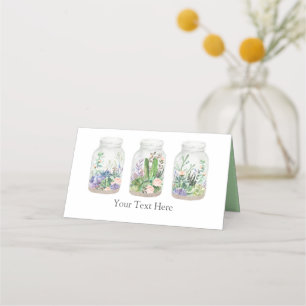 Cartão De Mesa Fiesta Elegante Terrário Floral Suculento Chuveiro