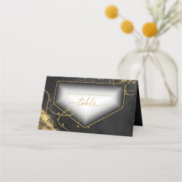 Cartão De Mesa Fine Lines Dourado Abstrato Wedding Mesa Bk ID867