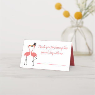 Cartão De Mesa Flamingo Rosa Tropical Obrigado Festa de casamento
