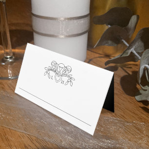 Cartão De Mesa Fleur de lis mesa de casamento preto e branco