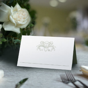 Cartão De Mesa Fleur de lis sage mesa de casamento branca e verde