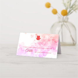 Cartão De Mesa Flor de cereja do casamento chinês vermelho