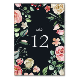 cartão de mesa flor elegante azul navy bloom meia-