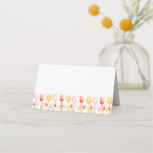 Cartão De Mesa Flor Elegante Vermelho-Rosa e Amarelo