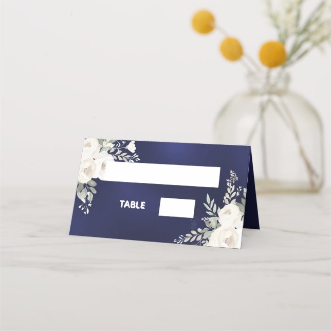 Cartão De Mesa Florais branco marfim (Frente)