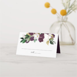 Cartão De Mesa Floral Ameixa Escura | Casamento