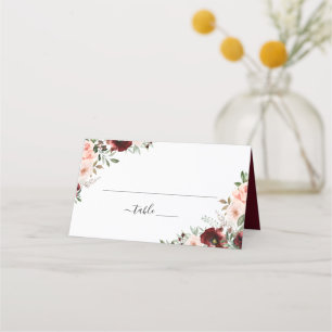 Cartão De Mesa Floral Burgundy Blush Greenery Elegante