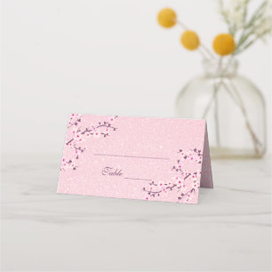 Cartão De Mesa Floral Cereja Flor Flor Rosa Brilhante Garota Bril